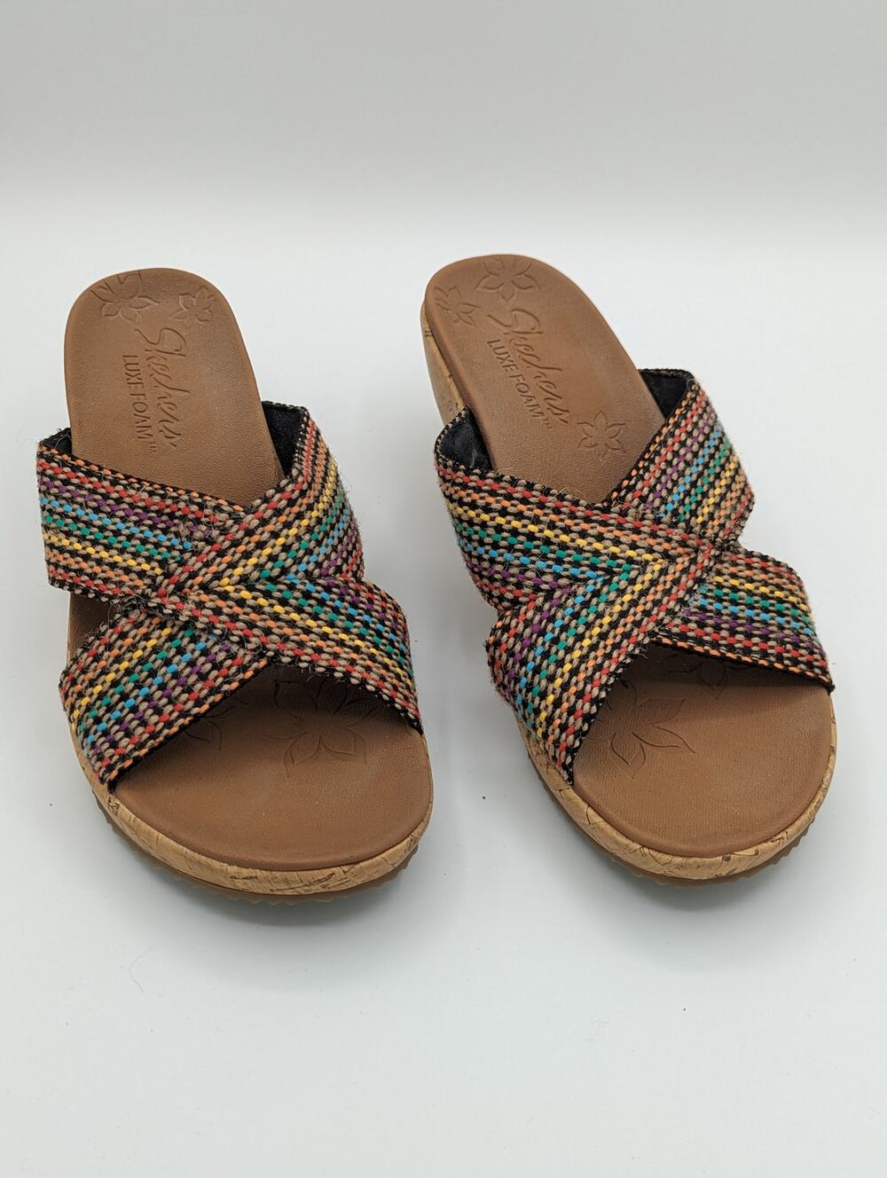 Skechers | Beverlee Delighted Wedge Sandal  Cross Strap Boho Cork | Size 8